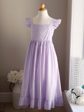 Strasburg Lavender Cotton Flutter Sleeve Sundress Vacation Summer Spring Size 8